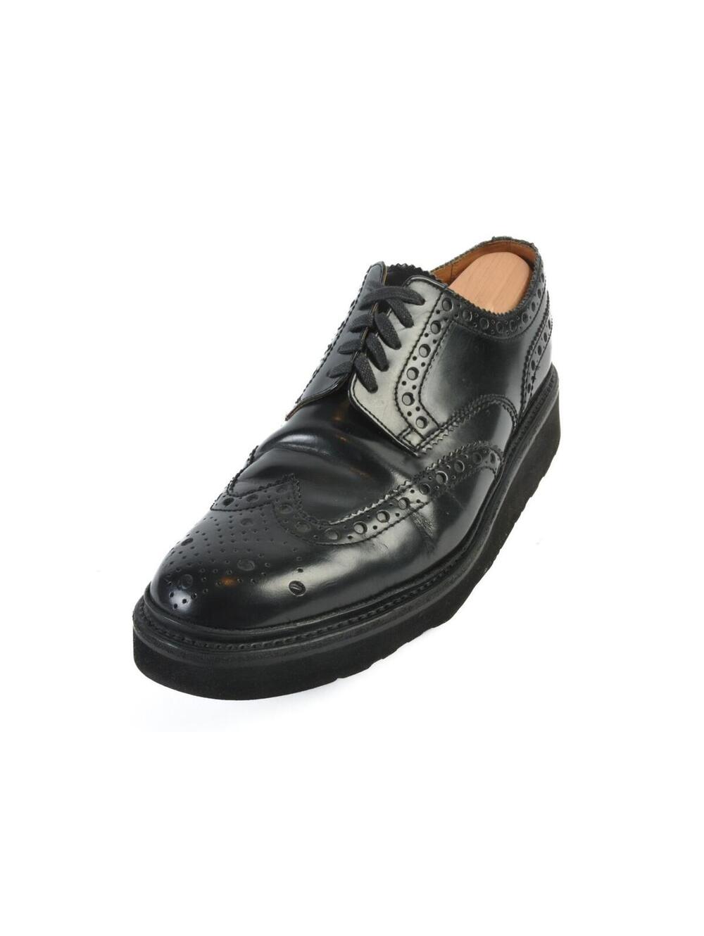 Grenson Black Wedge Sole Long Wing Shoes 10 37956